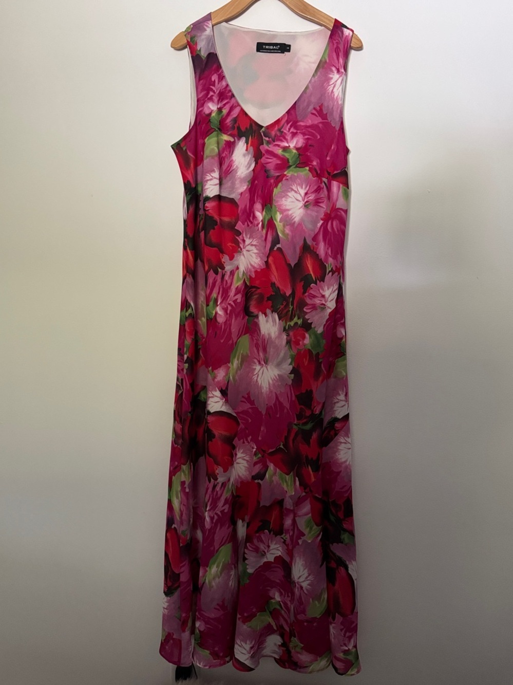 Tribal Magenta Floral Scoop Neck Maxi Dress